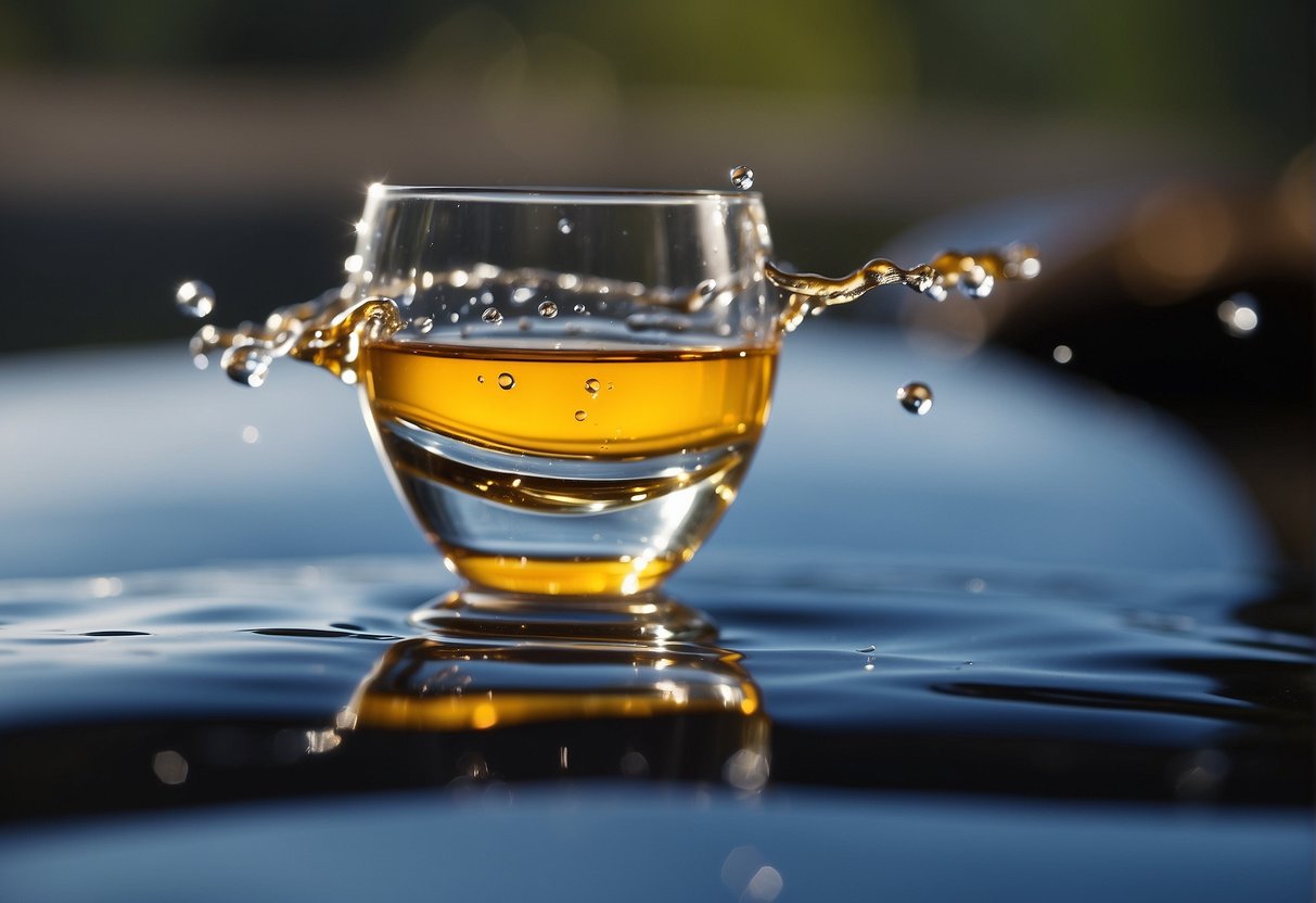 A clear, viscous fluid drips from a small, oval-shaped object